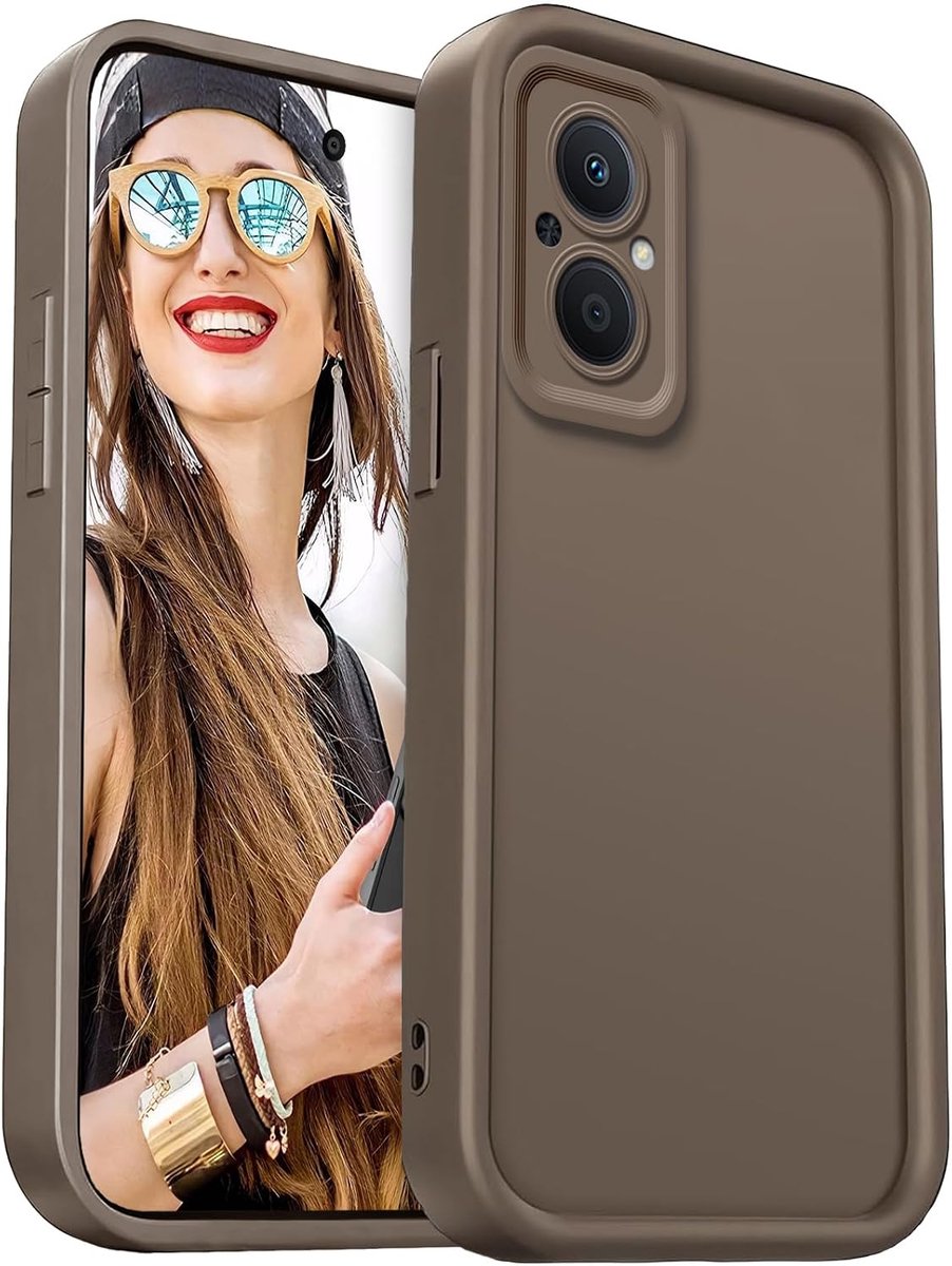 Hoesje voor Oppo Reno 8 Lite 5G / Reno8 Lite 5G - Flexibele Siliconen Hoes Camera Bescherming Schokbestendig Telefoonhoesje Zacht Lichtgewicht TPU Bumper, Bruin