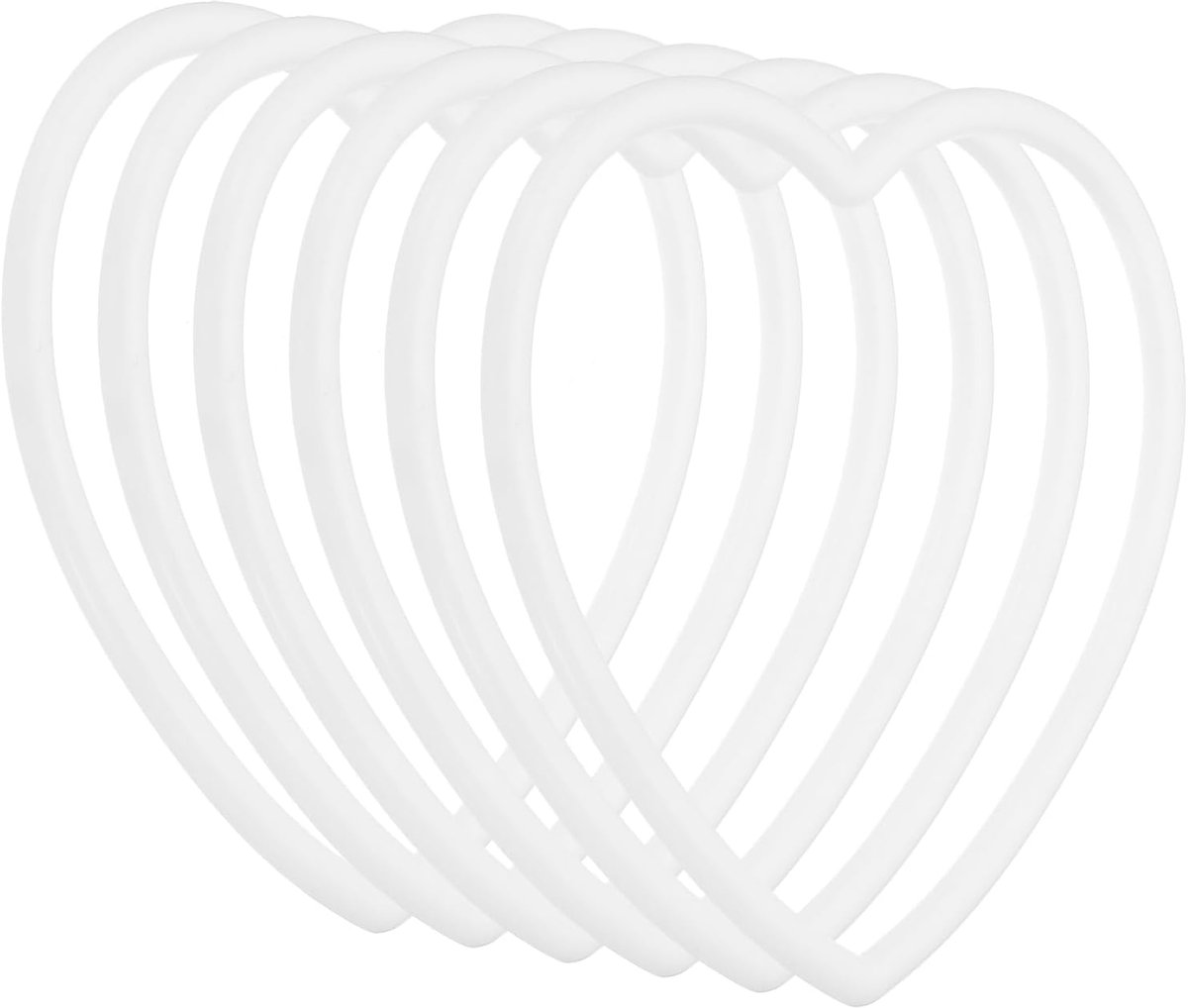 6 stuks plastic macramé krans bloemen ring hoepel voor thuis auto doe-het-zelf ambachtelijke bruiloft muur opknoping decoraties, wit