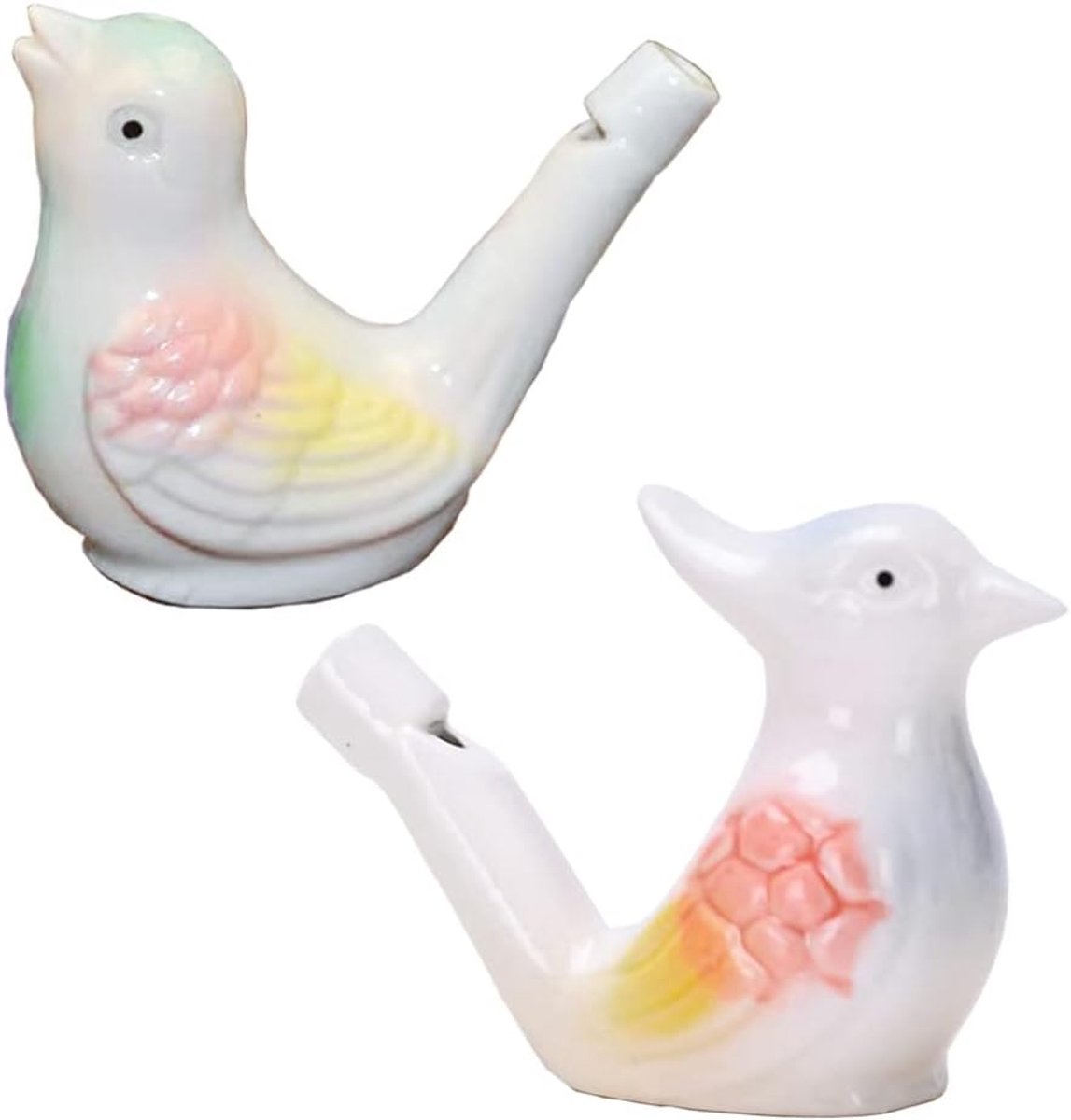 2 stuks vogelfluitjes - handgemaakt keramiek, watervulbaar, keramische pijp met geluid van heldere vogelgezjilp, geschikt voor interieurornamenten, spelletjes in de open lucht