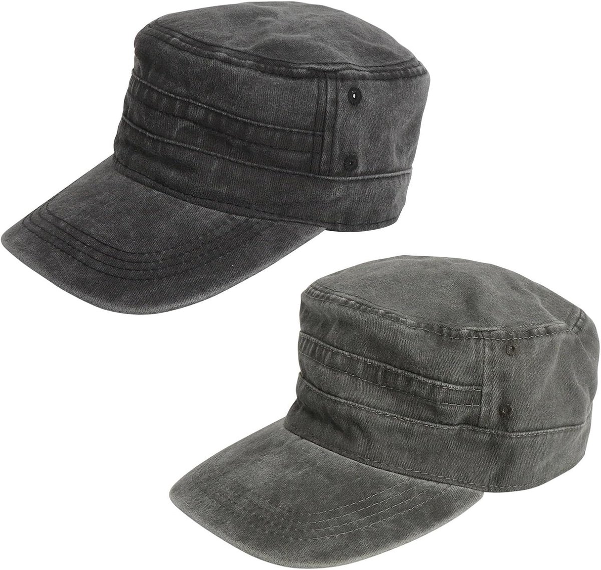2 stuks klassieke legerpet, vintage, washed, modieuze militaire pet, uniseks | Militaire pet premium platte pet militaire stijl gewassen eenheidsmaat voor outdoor sporten heren twee kleuren