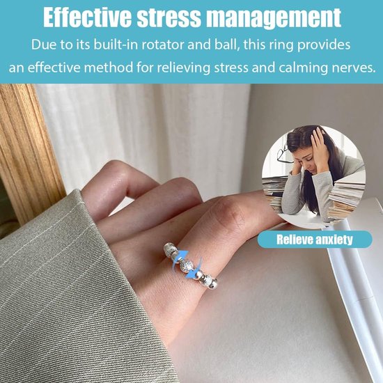 2 stuks halskettingen voor stressverlichting en ademsieraden, halsketting om te stoppen met roken, roestvrij staal, met 2 anti-stress-ringen — afbeelding 4