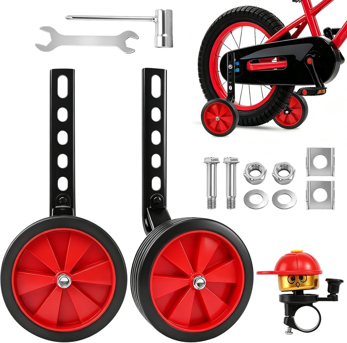 Kindersteunwielen kinderfiets universele steunwielen kinderfietsen voor 12 14 16 18 20 inch fiets hulpwiel rood