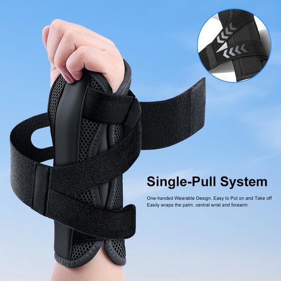 Verstelbare polsbandages met metalen rails en zachte duimopening, polsbandage voor mannen en vrouwen, carpaal tunnel artritis verstuikingen, links, L/XL — afbeelding 2
