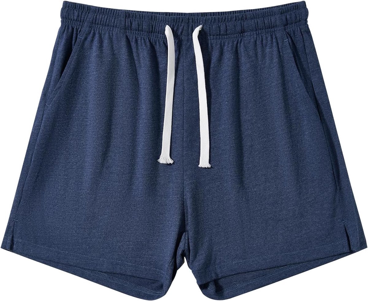 Coulee Slaapbroek voor heren, kort, katoen, 10 cm, lichte slaapshorts, korte pyjamabroek, pyjamabroek met zakken