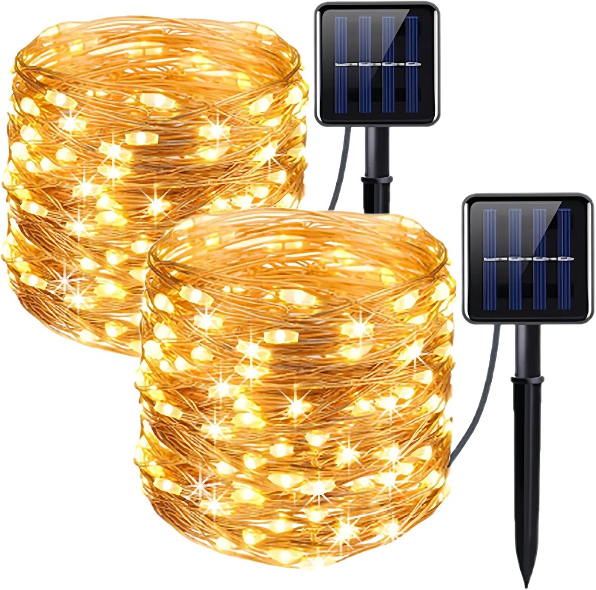 2 stuks zonne-fairy lights, totaal 40M/131,2FT warm 400Led zonne-lichtslingers, koperdraad lichtslingers met 8 modi, tuinverlichting waterdicht voor patio tuin bomen Kerstmis bruiloft