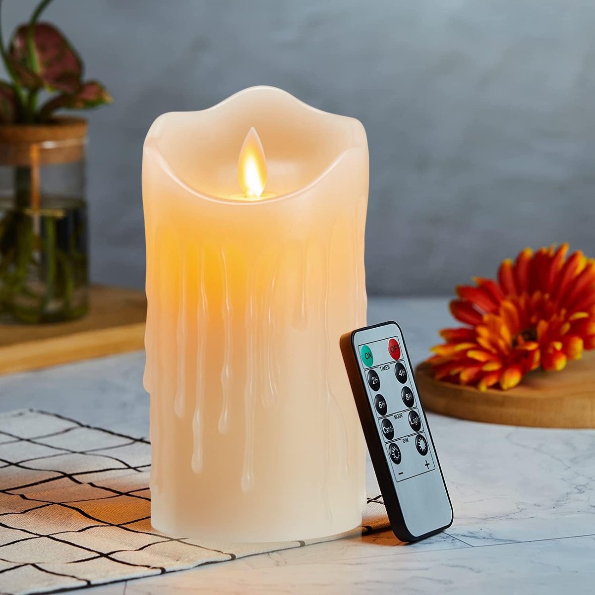 Vlamloze LED-Kaarsen met Afstandsbediening, Kaarsen op Batterijen, Kerstkaarsen, Flikkerende LED-Kaarsen, Realistische Dansende Vlammen, voor Thuis, Bruiloft, Feest, Kerstmis (15cm Ivoor Wit)