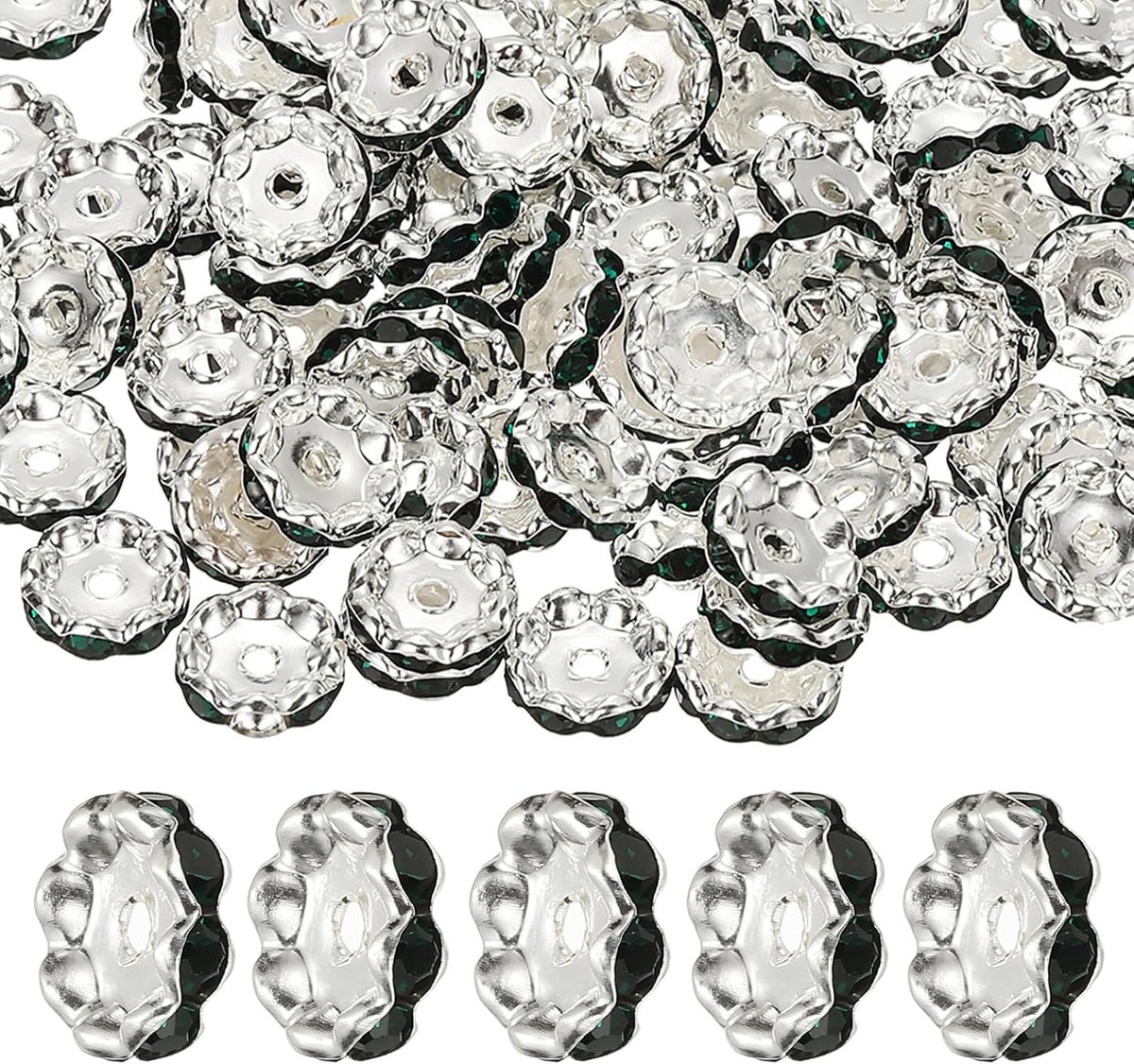 Kralen, 200 stuks losse sieraden maken afstandhouders kralen kralen rondelle diamanten kralen doe-het-zelf armbanden pen verzilverd voor ambachtelijke