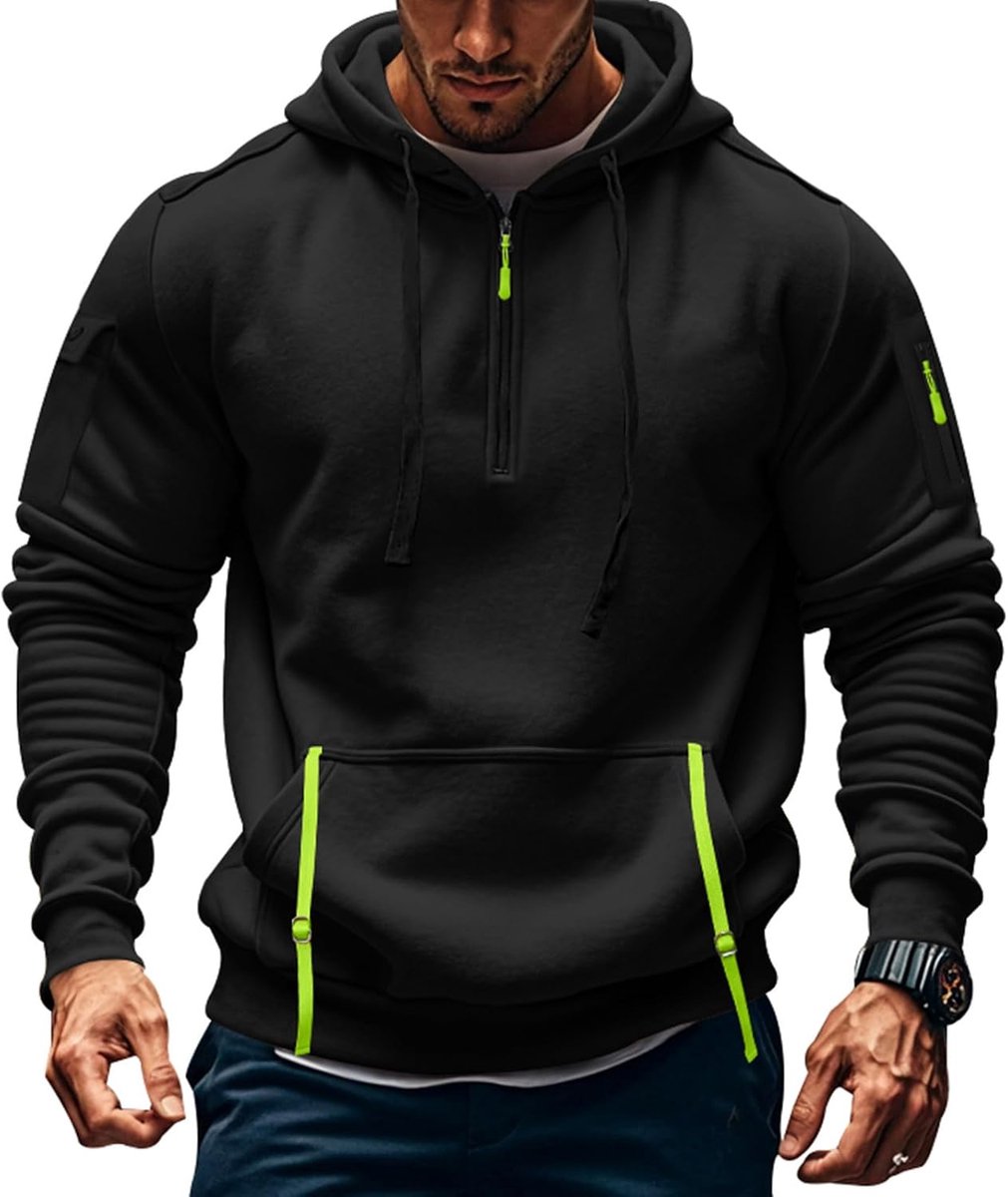 Herentrui met capuchon en ritssluiting, lange mouwen, effen, dik, warm