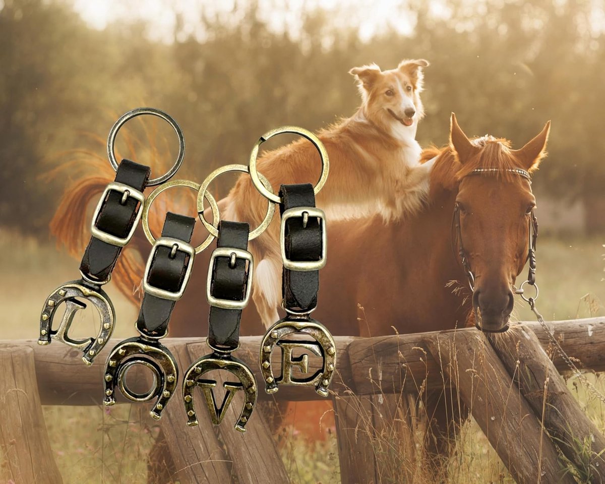 Leer koper hoefijzer paard ruiter letter A-Z Made in Europe
