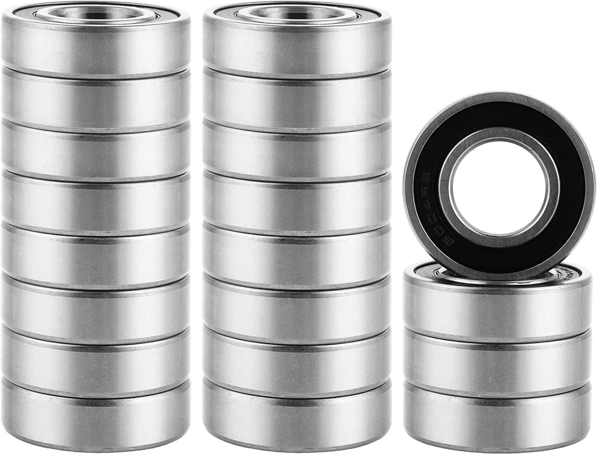 Groefkogellagers, dubbel afgeschermde kogellagers, 6004 2RS, 20 x 42 x 12 mm, dubbel beschermde groefkogellagers voor doe-het-zelf, draaibanken, motoren