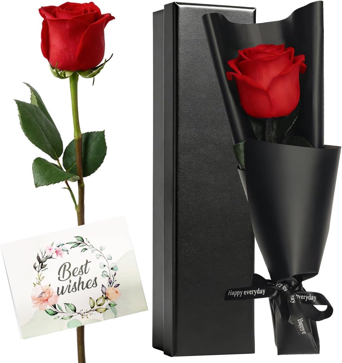 Geconserveerde Verse Roos met Steel, Romantisch Cadeau voor Valentijnsdag, Verjaardag, Moederdag, Vrouwen, Vriendin, Echtgenote