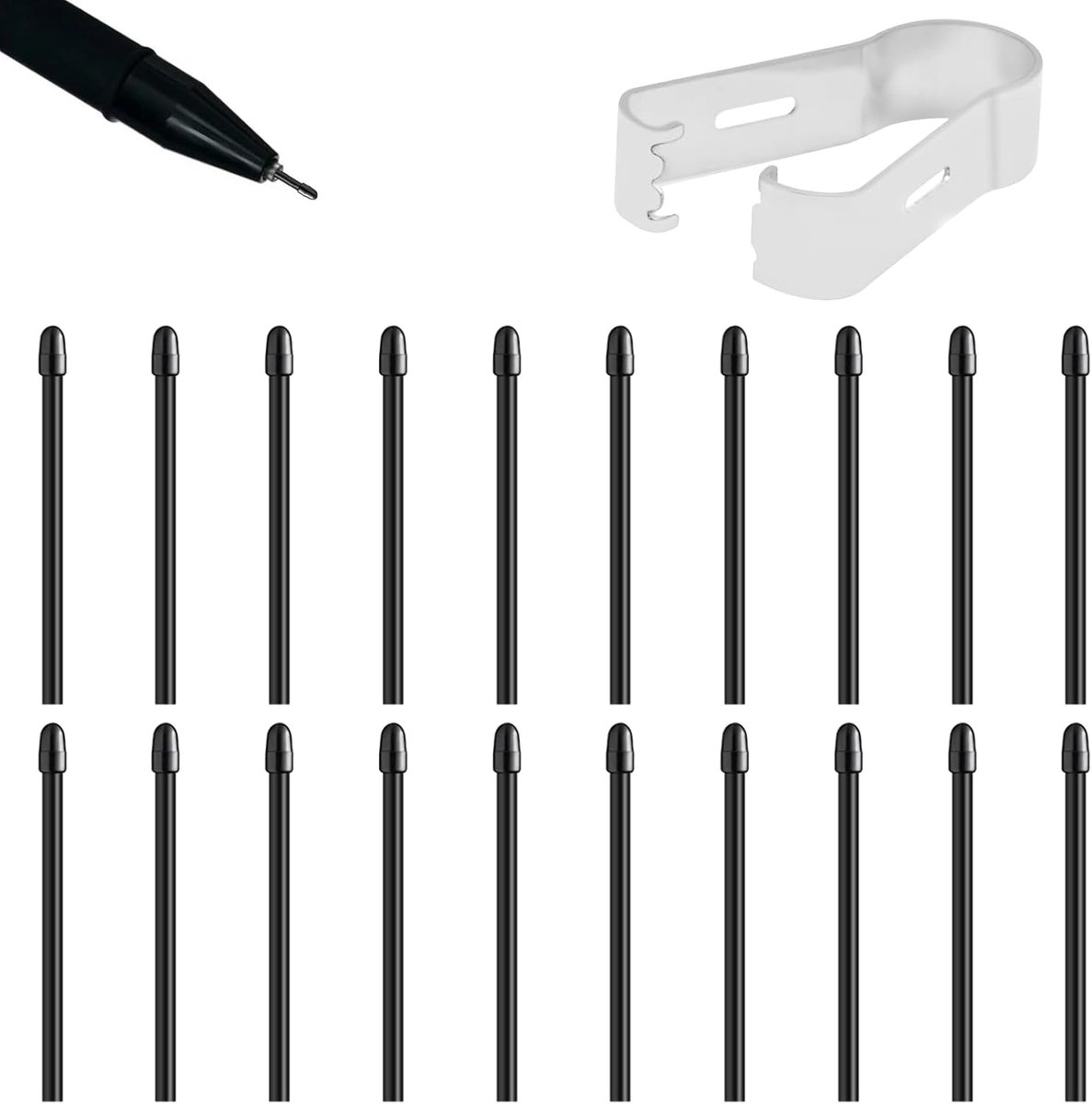 20 stuks stiftpunten voor Remarkable 2 met installatiegereedschap, vervangende stiftpuntmaker, schrijfaccessoires voor Remarkable 1 en 2 Remarkable Maker Plus - zwart
