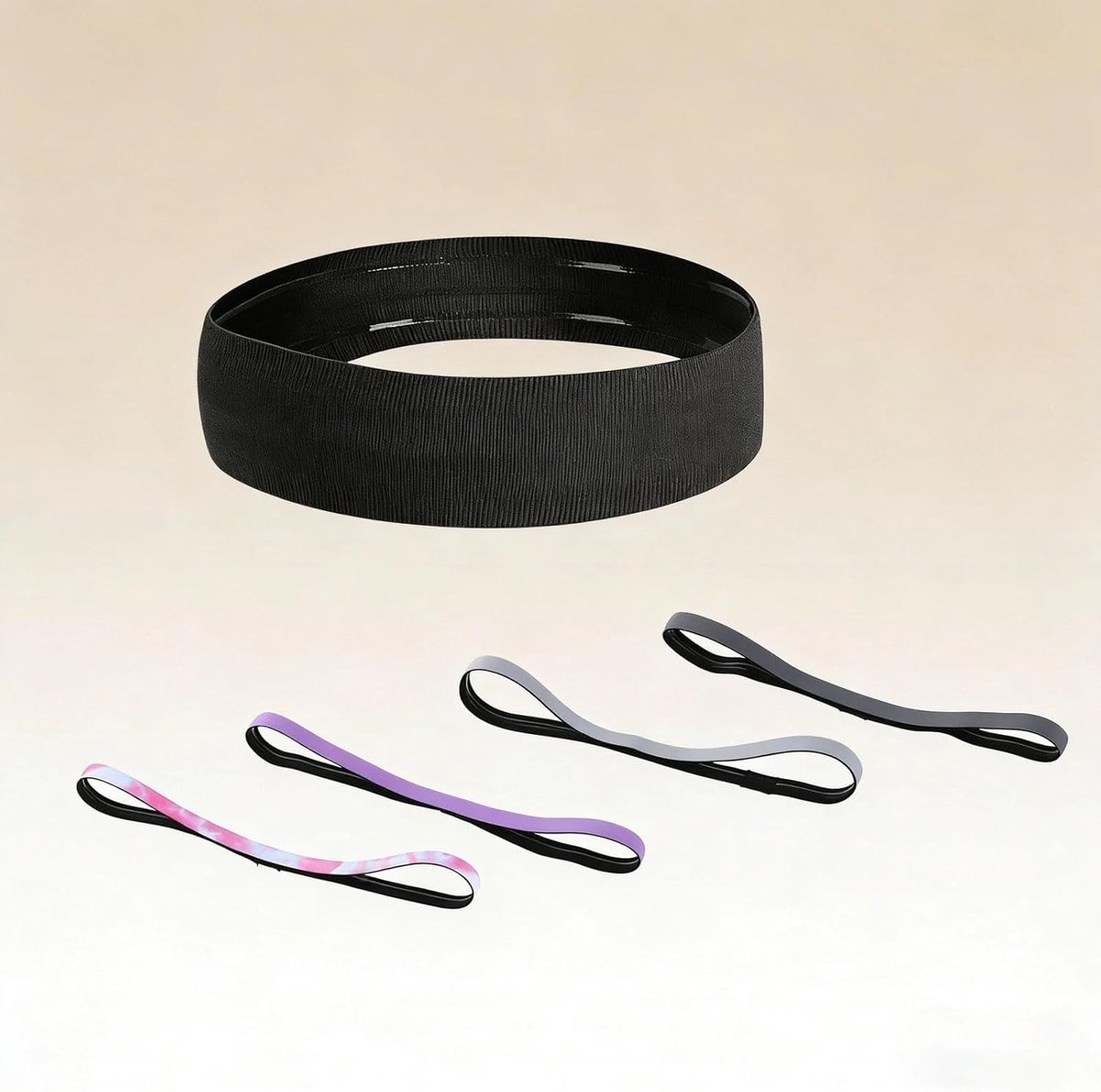 Hoofdband voor hardlopen, met 4 stuks, 12 mm, dun, hoge elasticiteit, haarbanden, antislip haarband, breed, hoofdband, sport, zweetopname, warmteafvoer, zweetband voor het voorhoofd