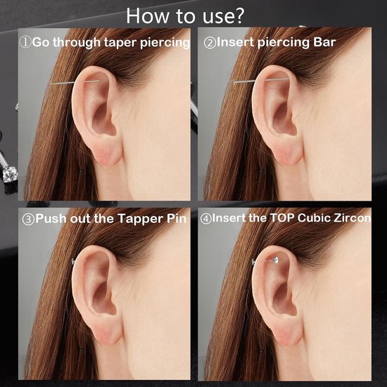 G23 Titanium piercing stud 16G/18G/20G lippiercing tragus helix push in platte back studs cartilage titanium piercing sieraad 6/8/10 mm hypoallergeen — afbeelding 3