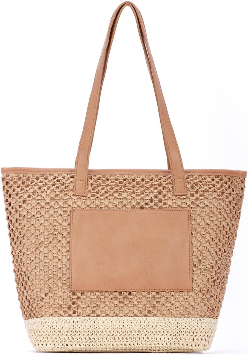 Strotas voor dames, geweven stro schoudertas, grote zomer strandtas, reizen strandtas