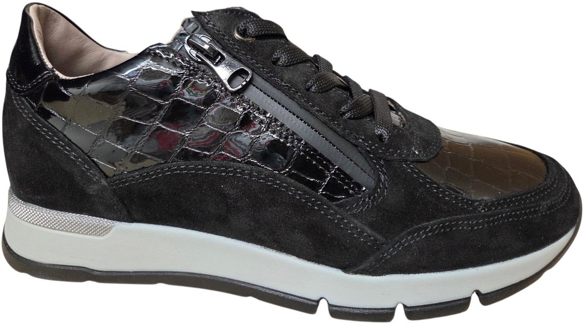 DL Sport 7118 944 06 Velour Black Sneakers Zwart Suede en Lak Dames - Zwart - 38