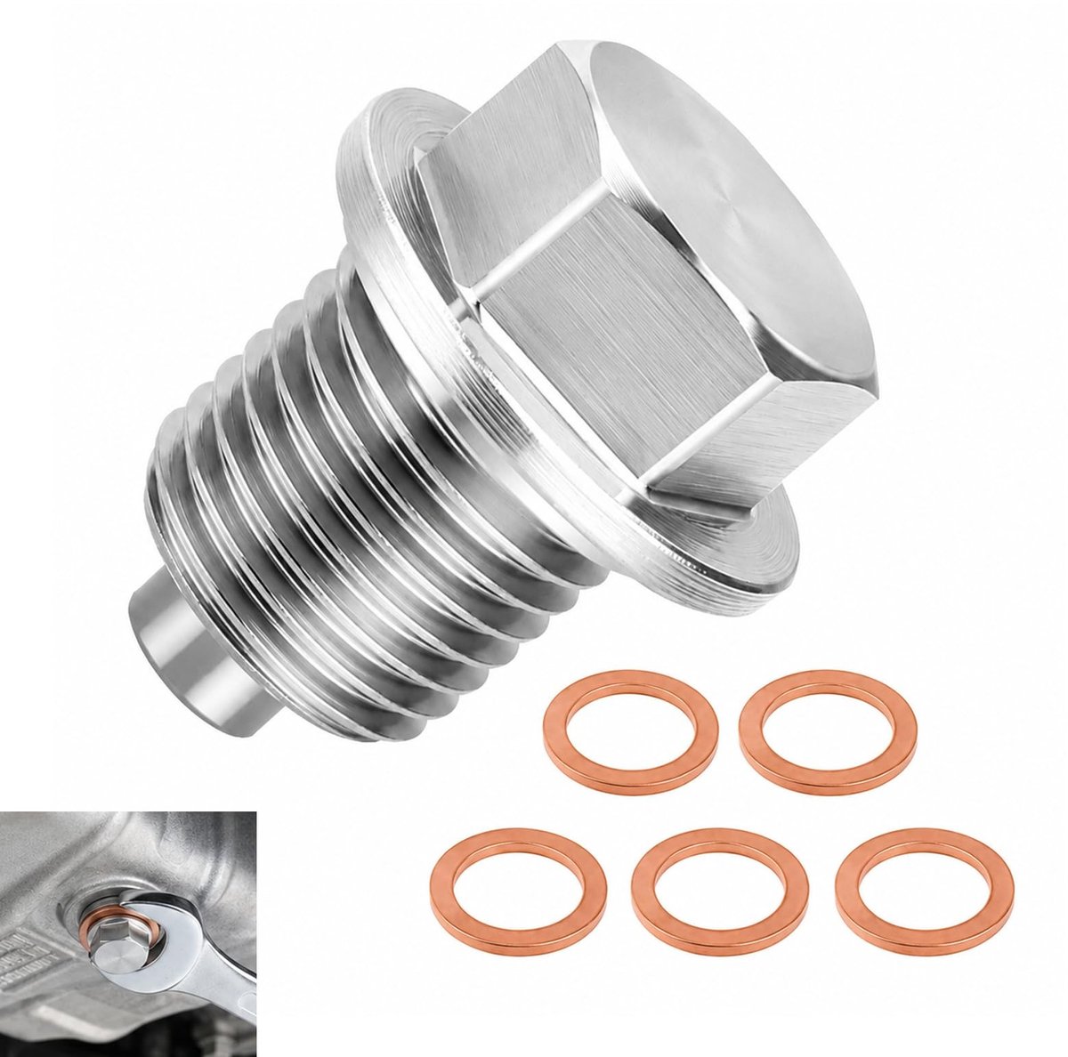 Omgoods - Magnetische Olieafvoerstop M14 met 5 Koper Ringen