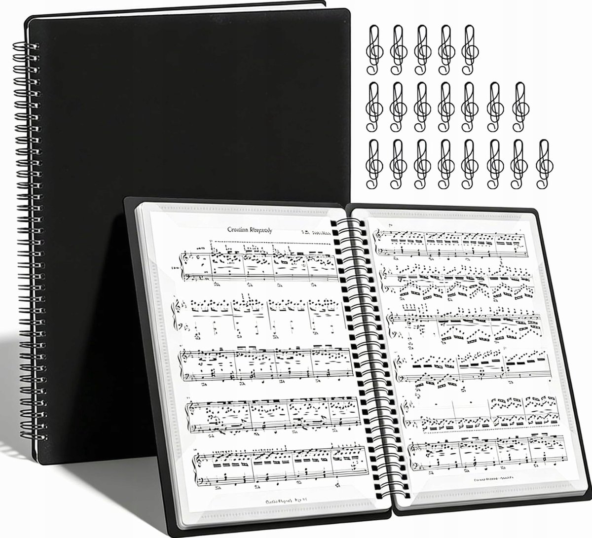 Muziekmap A4 met 30 vakken voor 60 pagina's - Zwart