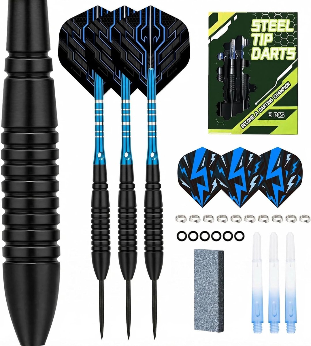 Professionele Dartset - Nikkel-IJzer - 22 gram - Met Slijper en Reserveonderdelen - Voor Serieuze Spelers