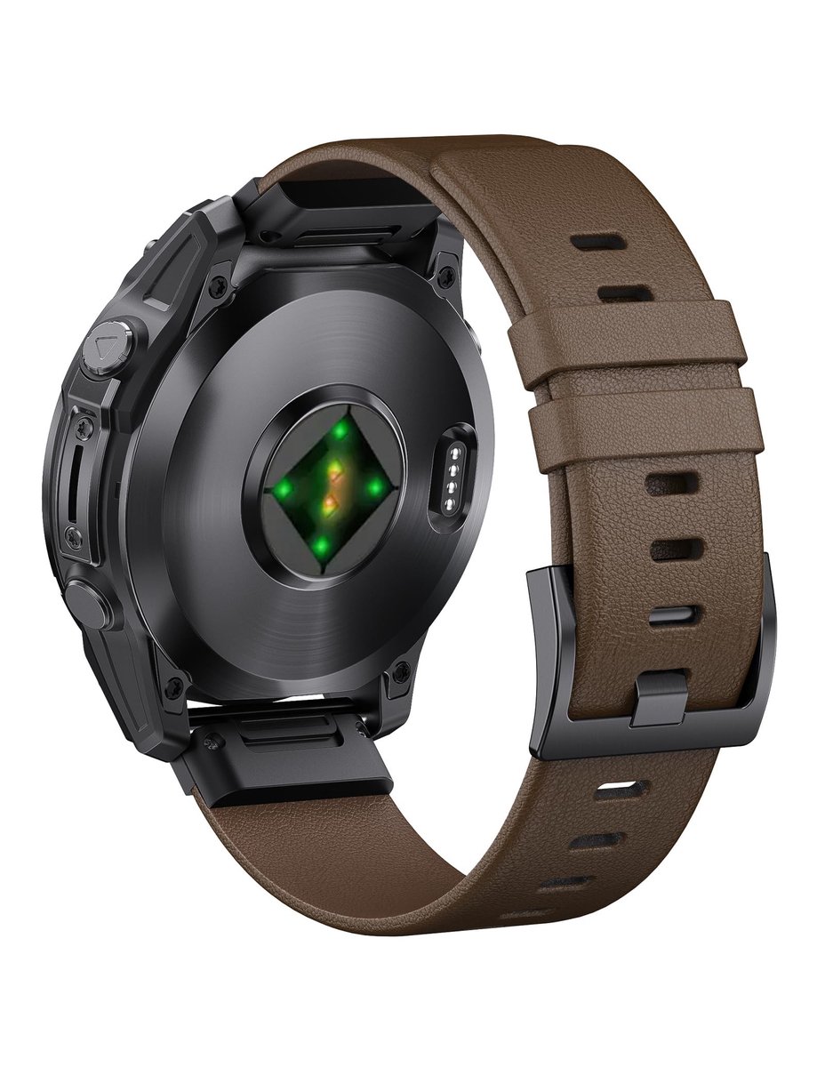 SolidKeus - Leer Horlogeband 26mm voor Fenix 7X/6X Pro