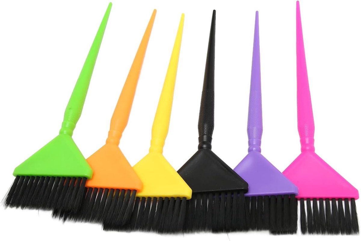 Kleurborstel Set voor Haarverf, 6-delige Haarverfkwasten met Lange Staart voor Professioneel Gebruik in Kapsalons en Thuis