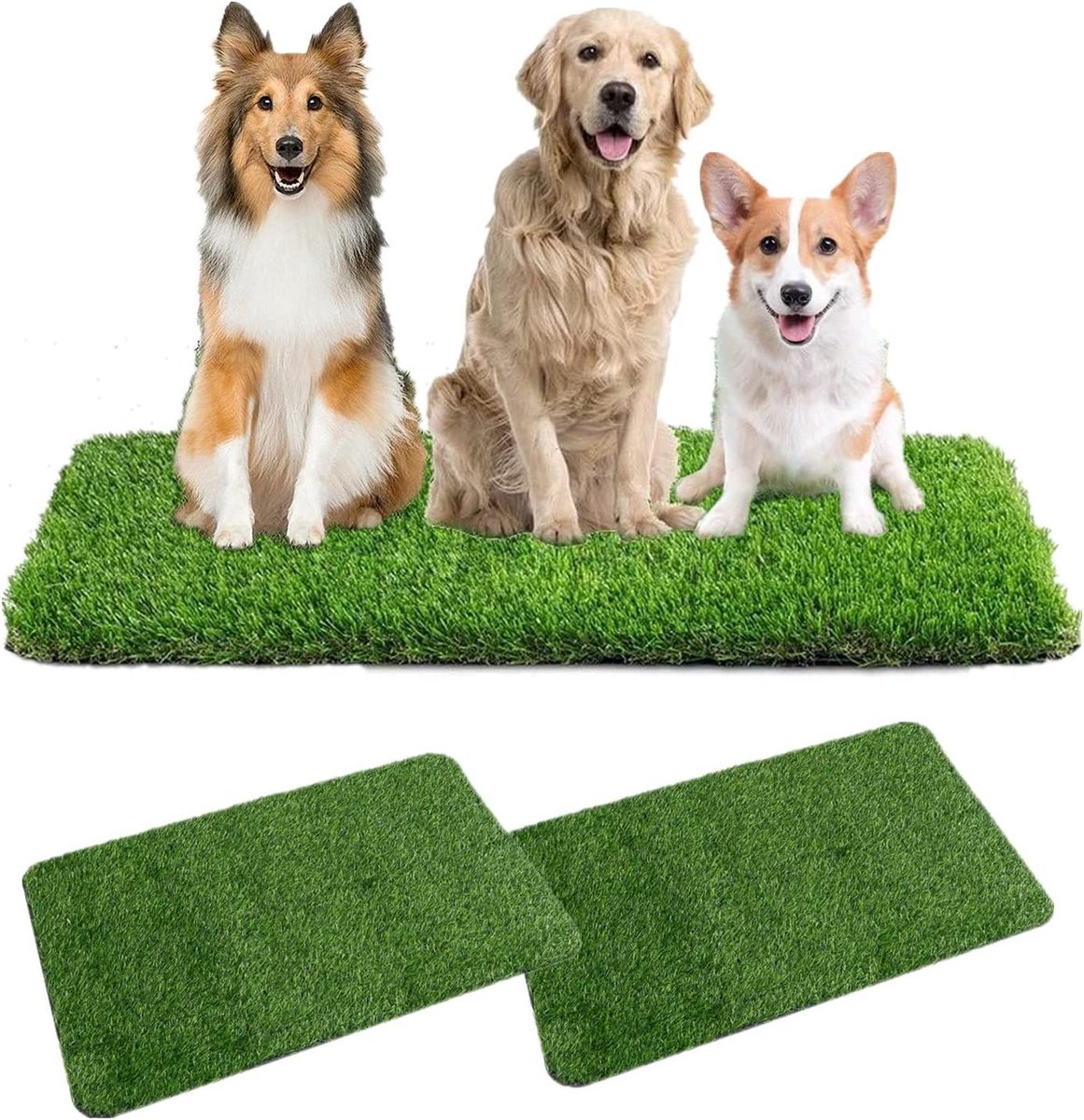 Hondentoilet Kunstgras - Puppytoilet Trainingsmat - Zindelijkheidstraining Hond - Snel Afvoer Drainage - 63.5 x 38 cm - Groen