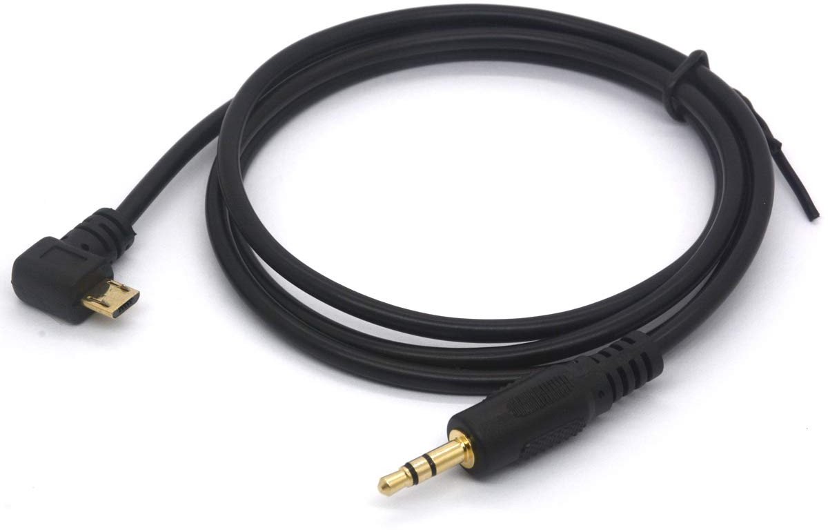 SolidKeus - 90° Micro USB naar 3.5mm AUX Audio Kabel 1 Meter