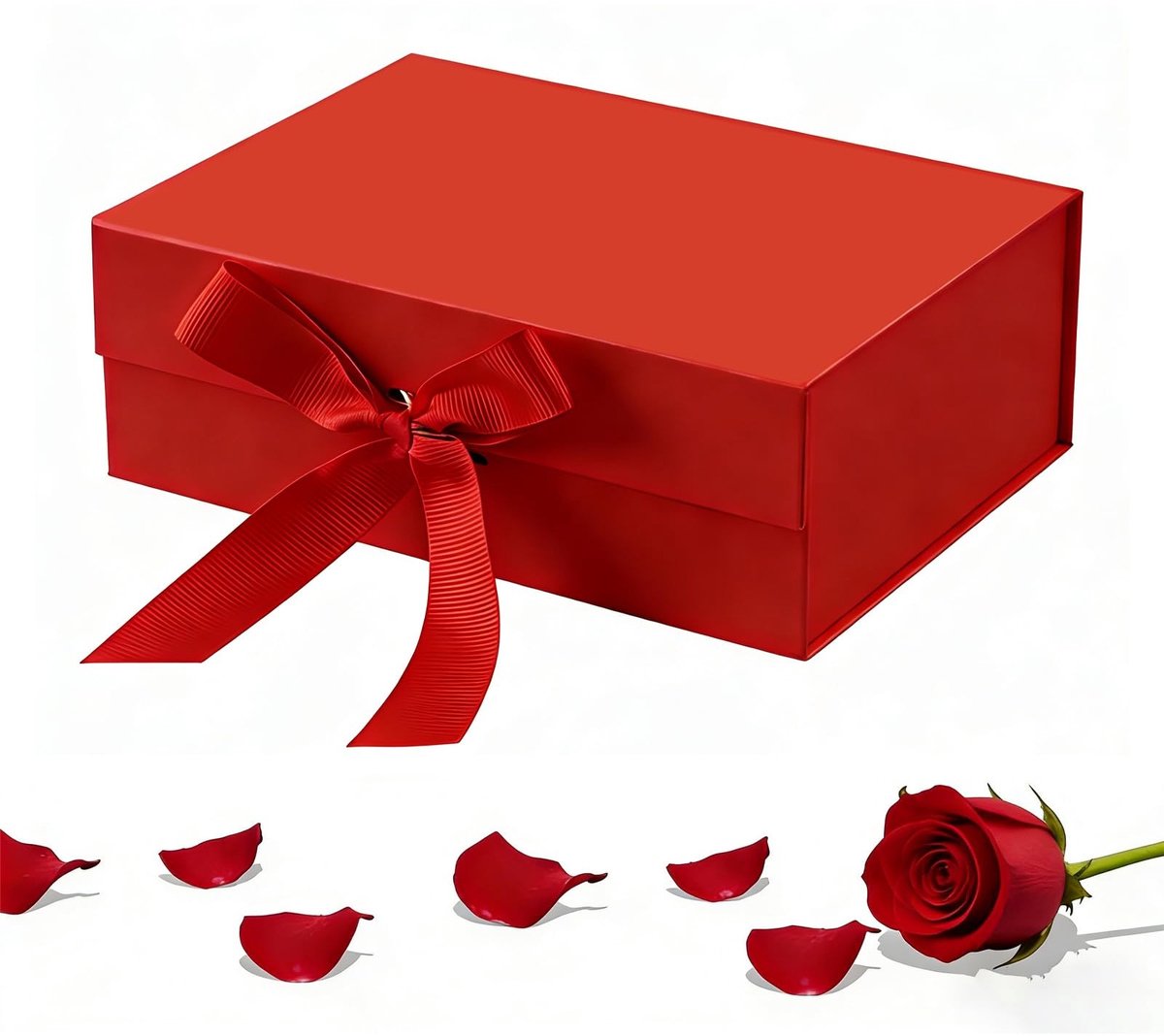 SnelShoppen - Geschenkdoos 22x16x8,5 cm Rood met Deksel en Magneetsluiting, Perfect voor Bruiloften, Verjaardagen en Jubilea - Cadeaulint Inclusief