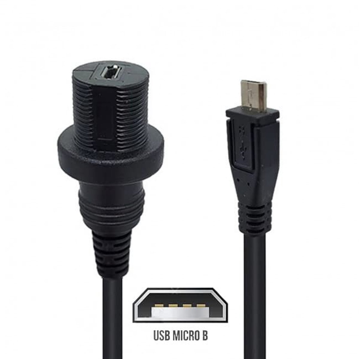 SolidKeus - Waterdichte Micro USB 2.0 Verlengkabel met Paneelmontage