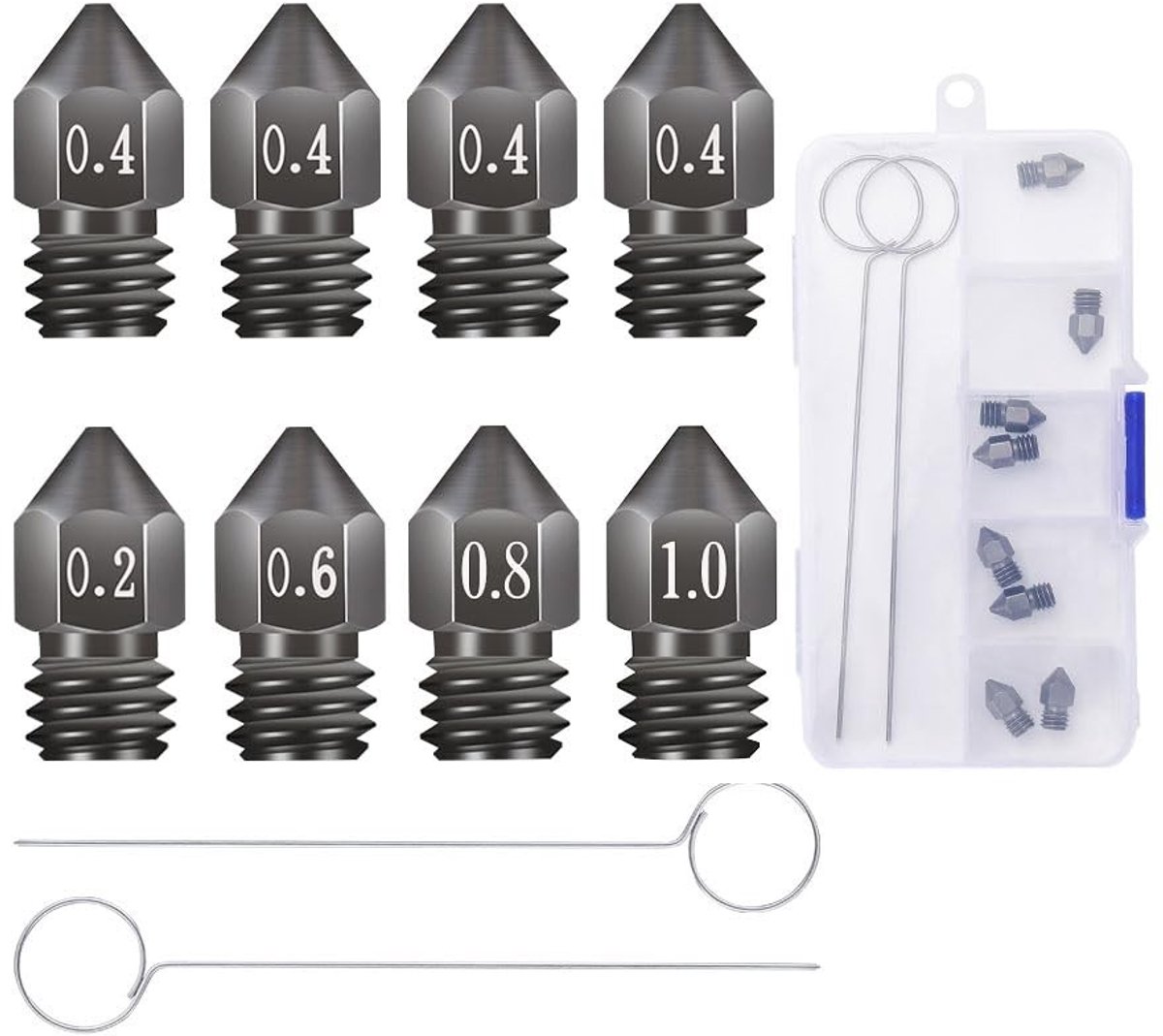 SolidKeus - Set van 8 MK8 Extruder Nozzles voor 3D Printers