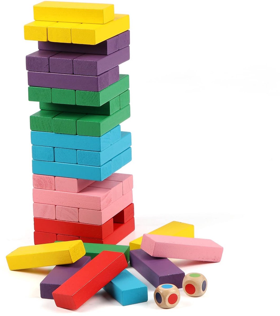SolidKeus - Houten Stapelblokken Kleurrijke Toren Spel