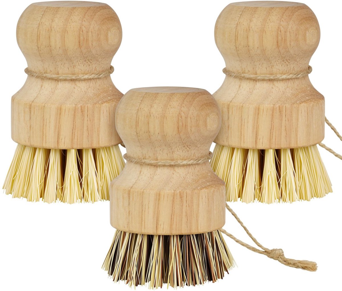 SolidKeus - Set van 3 Houten Afwasborstels voor Keuken