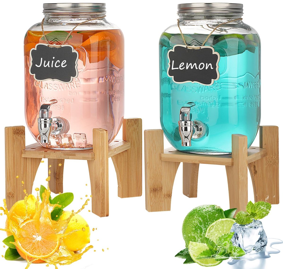 SolidKeus - Set van 2 Glazen Drankdispenser met Stand voor Feesten