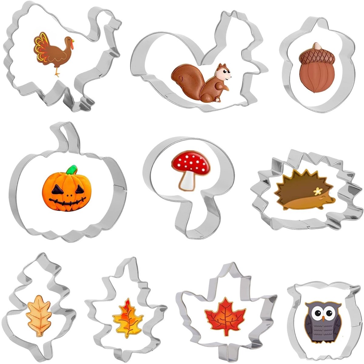 SolidKeus - Set van 10 Herfst Cookie Cutters in Diverse Vormen