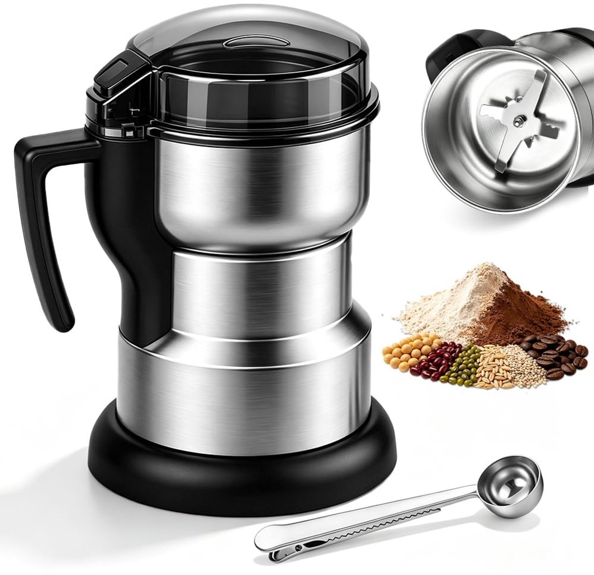 SolidKeus - Elektrische Koffiemolen 150W Roestvrij Staal 300 ml