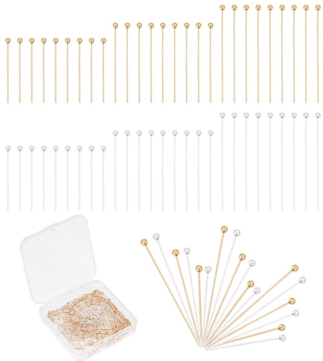 SolidKeus - 300 Stuks Messing Ball Head Pins voor Sieraden