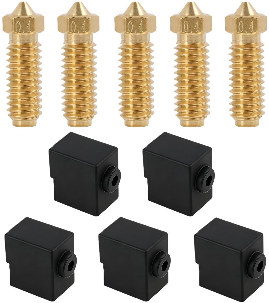 SolidKeus - Accessoires voor 3D Printers, Set van 5 Messing Nozzles