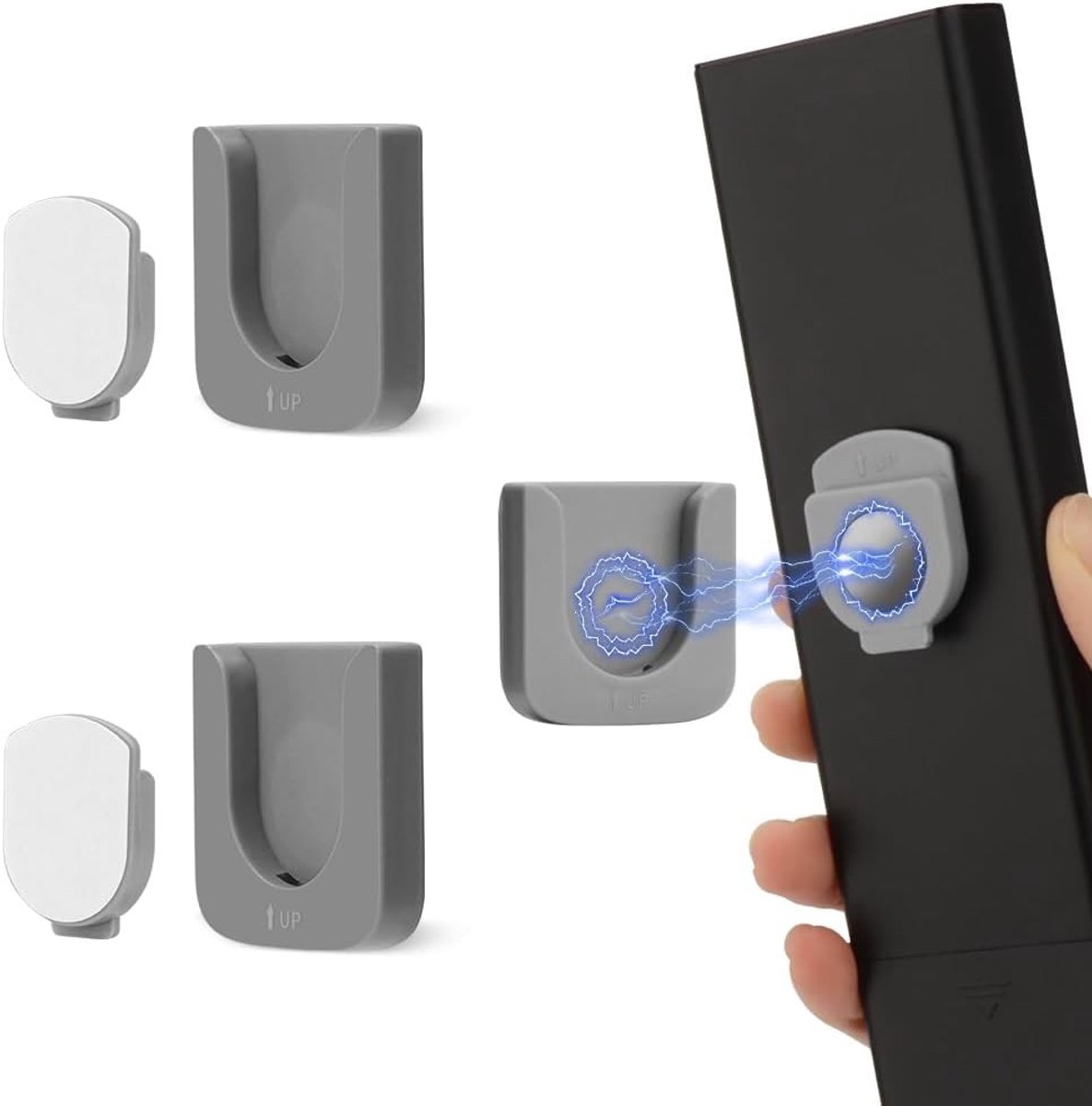 Magnetische Wandhouder voor Afstandsbediening, Slimme Ontwerp voor Gemakkelijke Organisatie van Huishoudelijke, Kantoor- en Schoolbenodigdheden (2 Stuks, Grijs)
