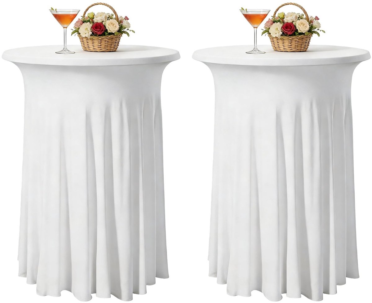 SolidKeus - Set van 2 Witte Stretch Tafelcovers 110 x 80 cm voor Feestjes
