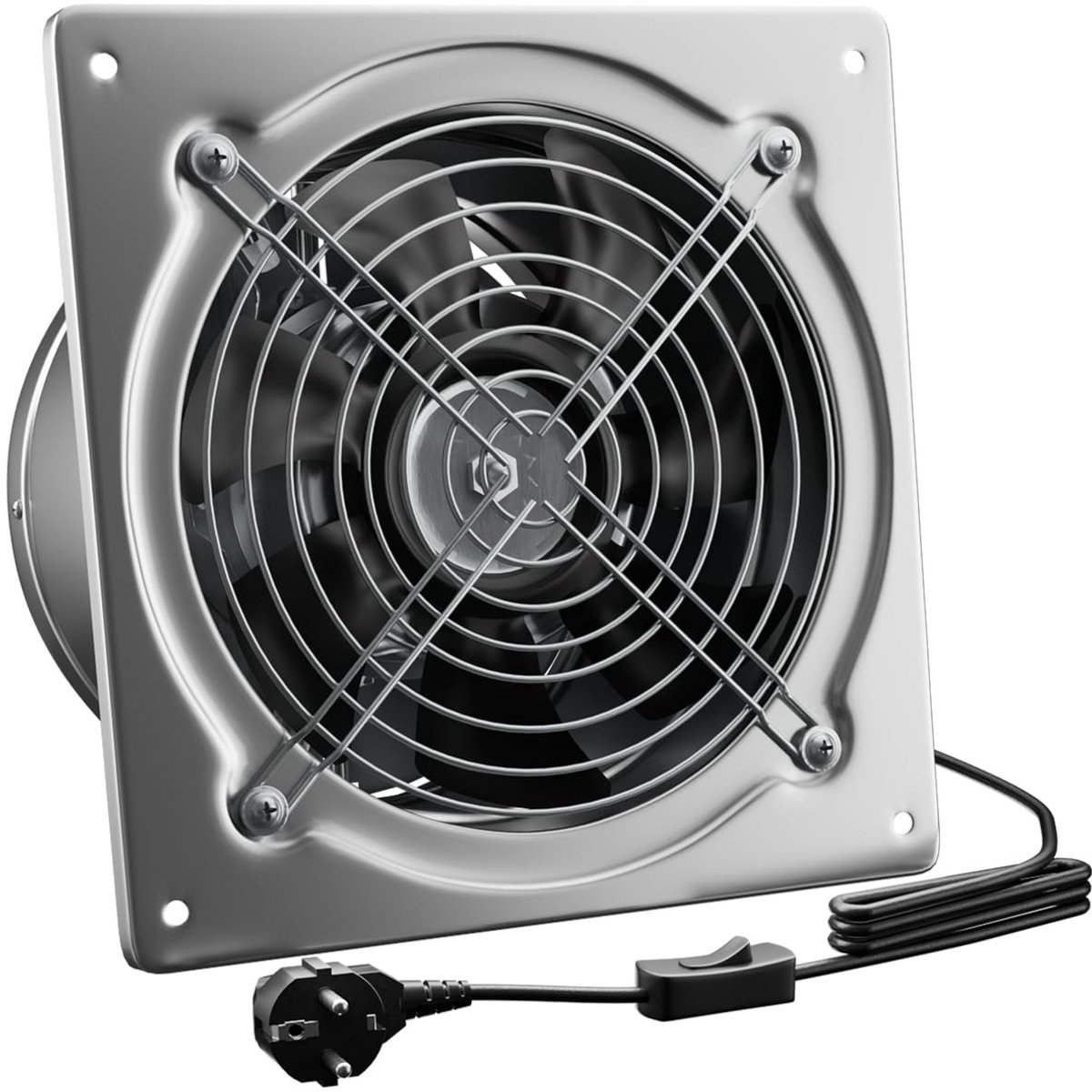 SolidKeus - Industriële Luchtafzuiger 200 mm met Controleklep en Wandventilator