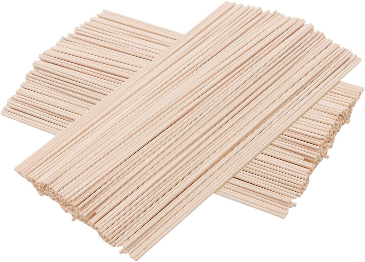 Houten Dowel Stokken 300 x 3 mm, 200 Stuks, Onbewerkte Ronde Houten Stokken voor Ambachten en DIY Projecten
