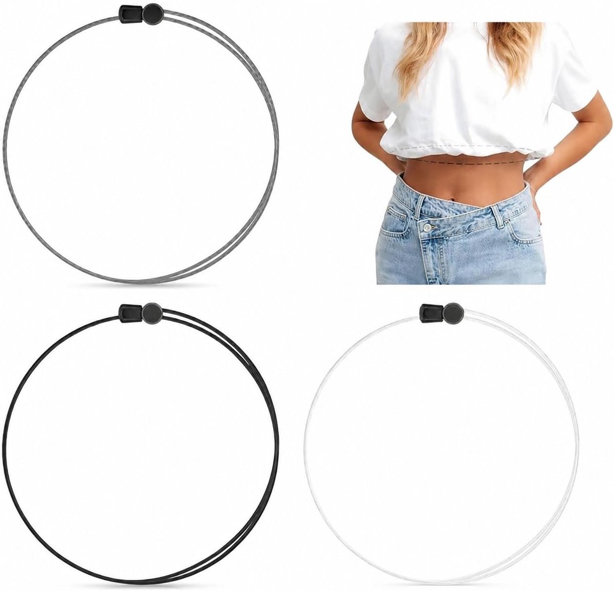 3 stuks crop tuck banden voor overhemden en sweater, verstelbare elastische crop top band voor vrouwen, onzichtbare tuckband voor bovenstuk en shirt, verander de stijl van je tops eenvoudig