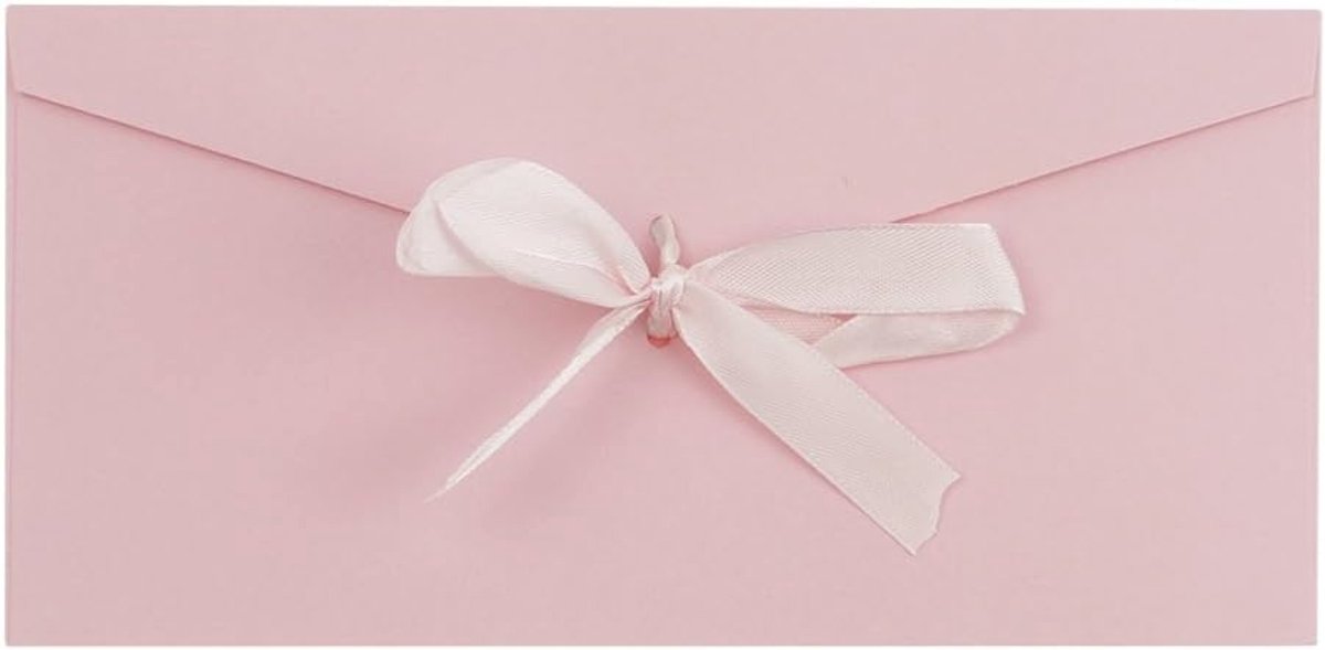 10 stuks blanco enveloppen met strik, enveloppen (22 x 11 cm) in lang formaat voor bruiloft, uitnodigingskaarten, berichtkaart, feest, verjaardag, Kerstmis, cadeau, kaarten