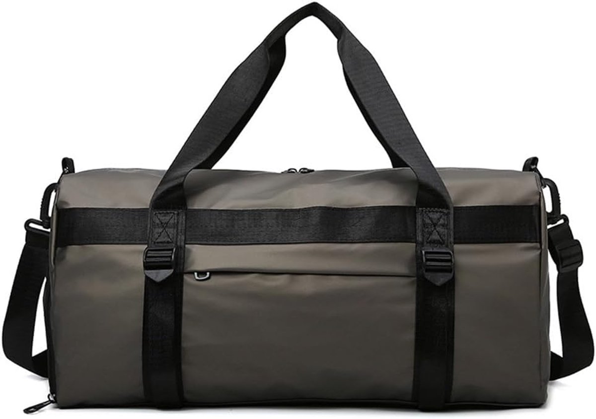 Sporttas met grote capaciteit, yogatas, 50 x 25 x 25 cm, sporttas voor heren en dames, reistas met natte zak en schoenenvak, met yogamatband, Champagne, Weekend tassen