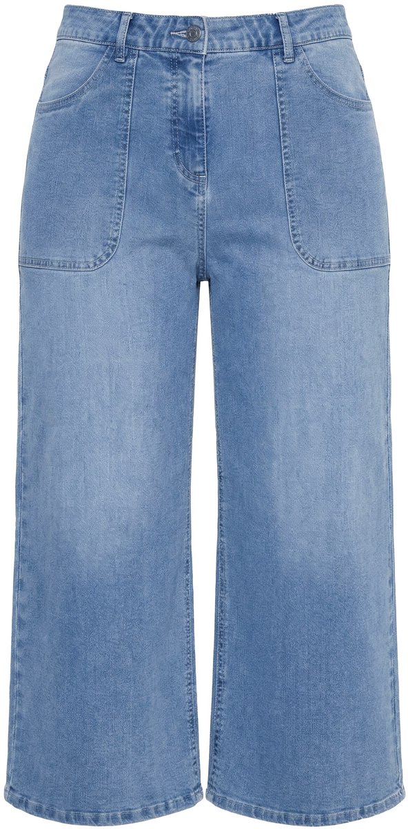 Ulla Popken - Dames - Jeans-culotte Mary wijde pijpen comfortabele tailleband - Licht blauw denim - Maat 42