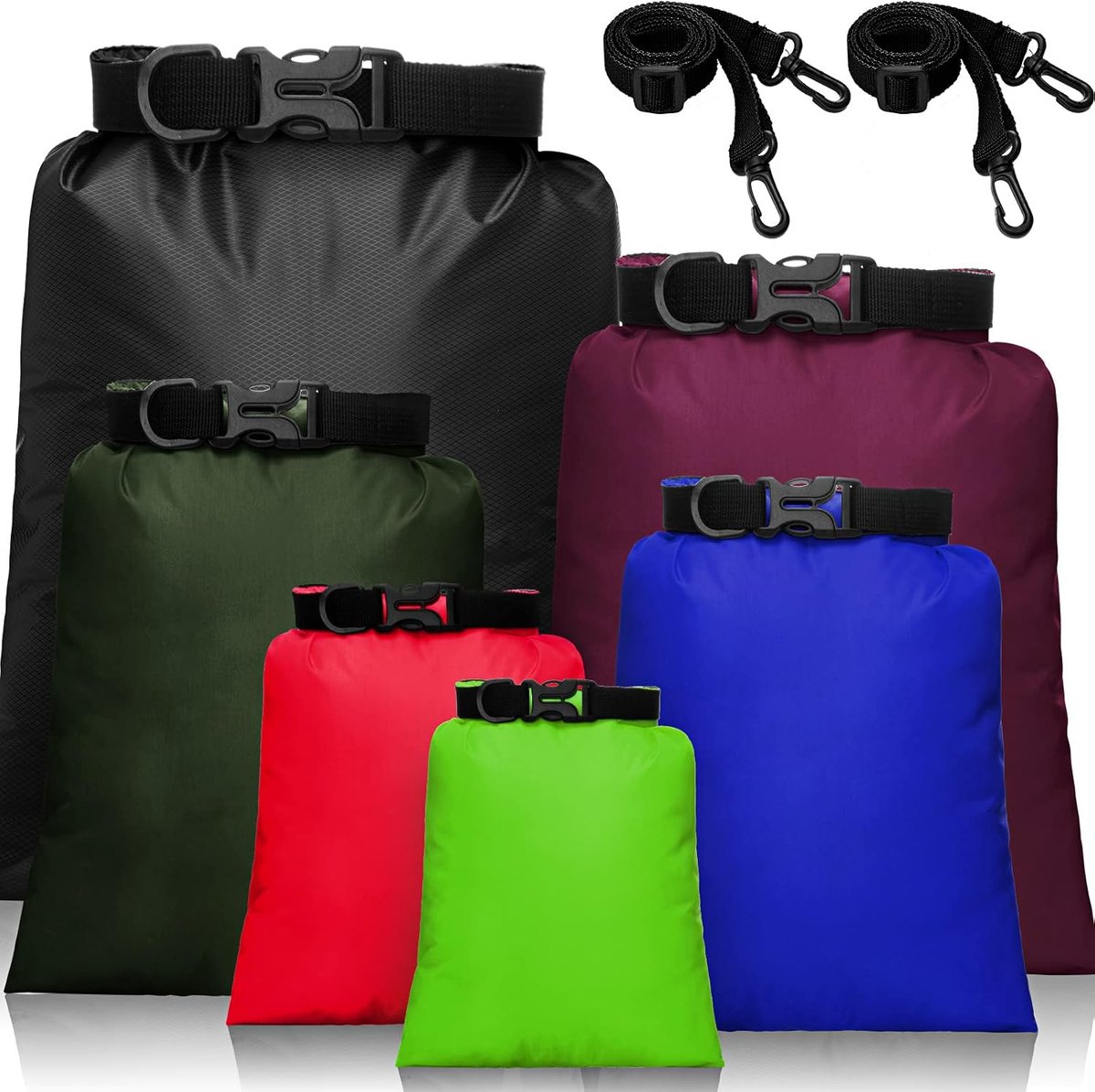 Waterdichte Dry Bag Set 6 Maten Lichtgewicht Zakken en Lange Verstelbare Schouderriem Outdoor Waterdicht Houden Gear Dry Bag Stuff Zakken voor Backpacken, Varen, Wandelen Camping