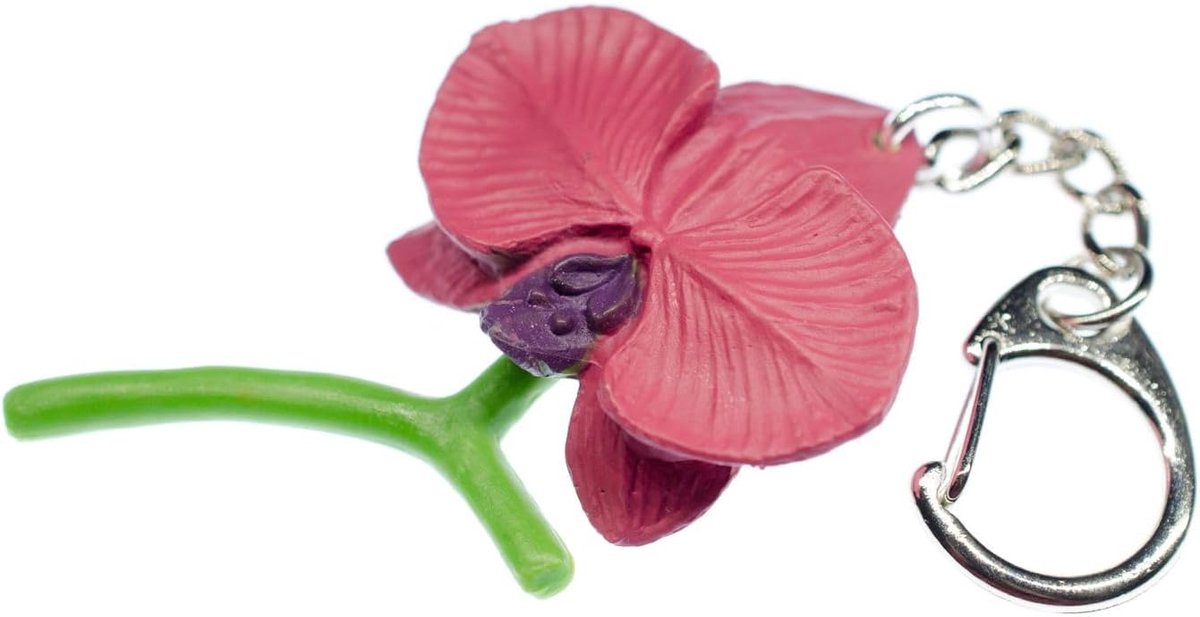 Orchidee sleutelhanger bloem tuin bloemen hard rubber roze - handgemaakt modesieraad I hanger sleutelhanger sleutelhanger sleutelhanger, roze, 58 mm