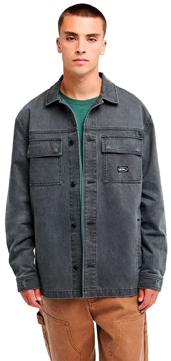 Quiksilver Mohab Washed Twill Overhemd Met Lange Mouwen S Man Zwart