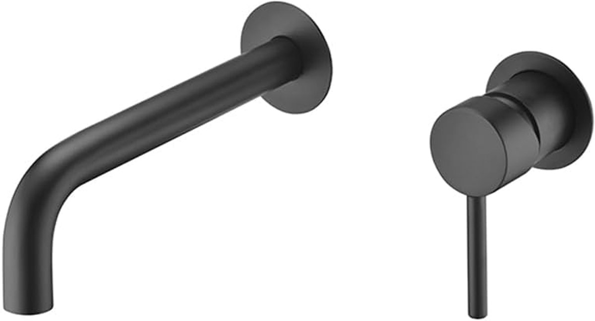 Inbouwspoelbak rond eengreepsmengkraan zwart mat uitloop 21cm fijn en stevig Serie Deva