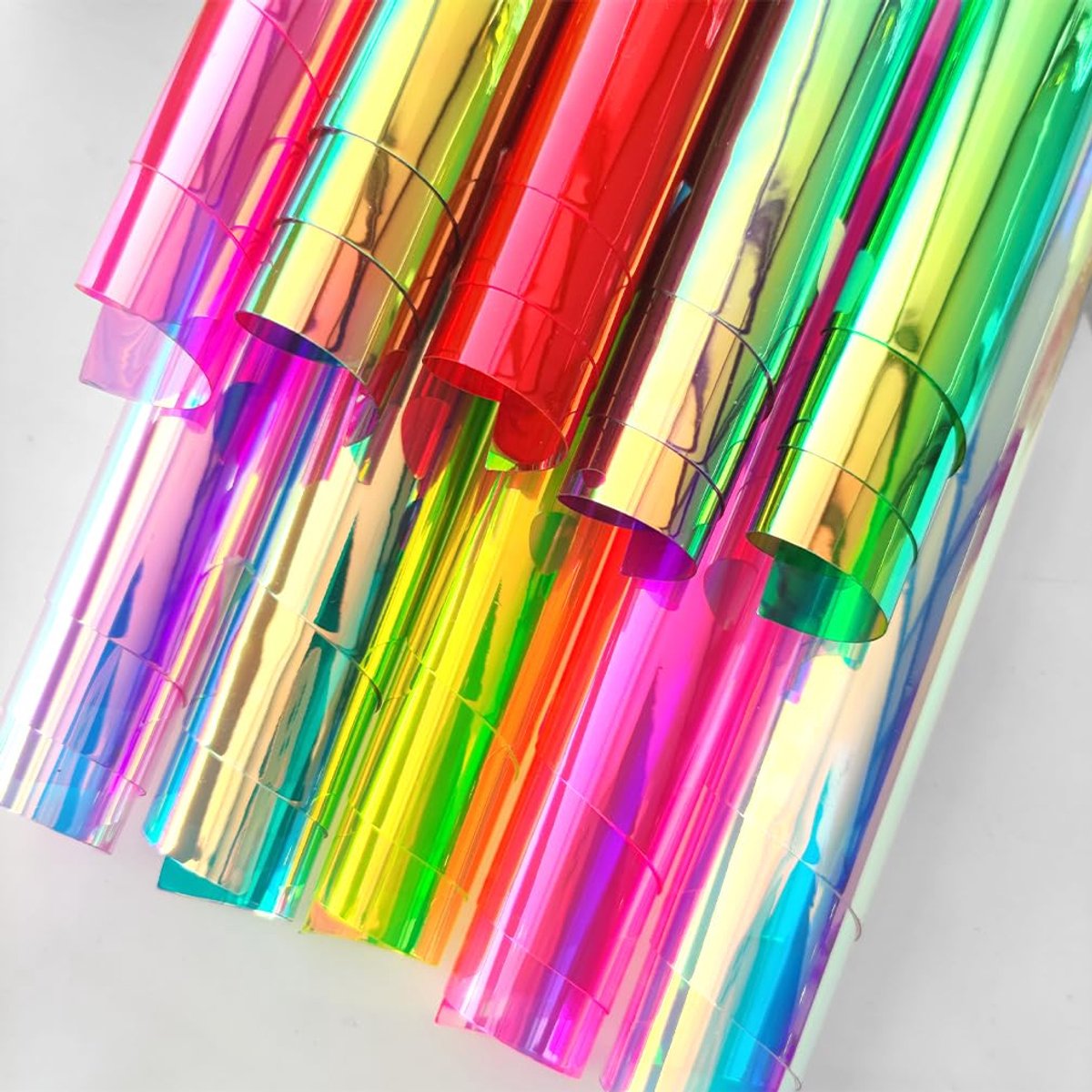 10 stuks A4 holografische transparante pvc-stof, iriserend, transparant, vinyl, spiegelfolie, laserhandwerk, stof naaien, handwerk doe-het-zelf, strikken, tas, sieraden, 30 x 21 cm (kleur: serie